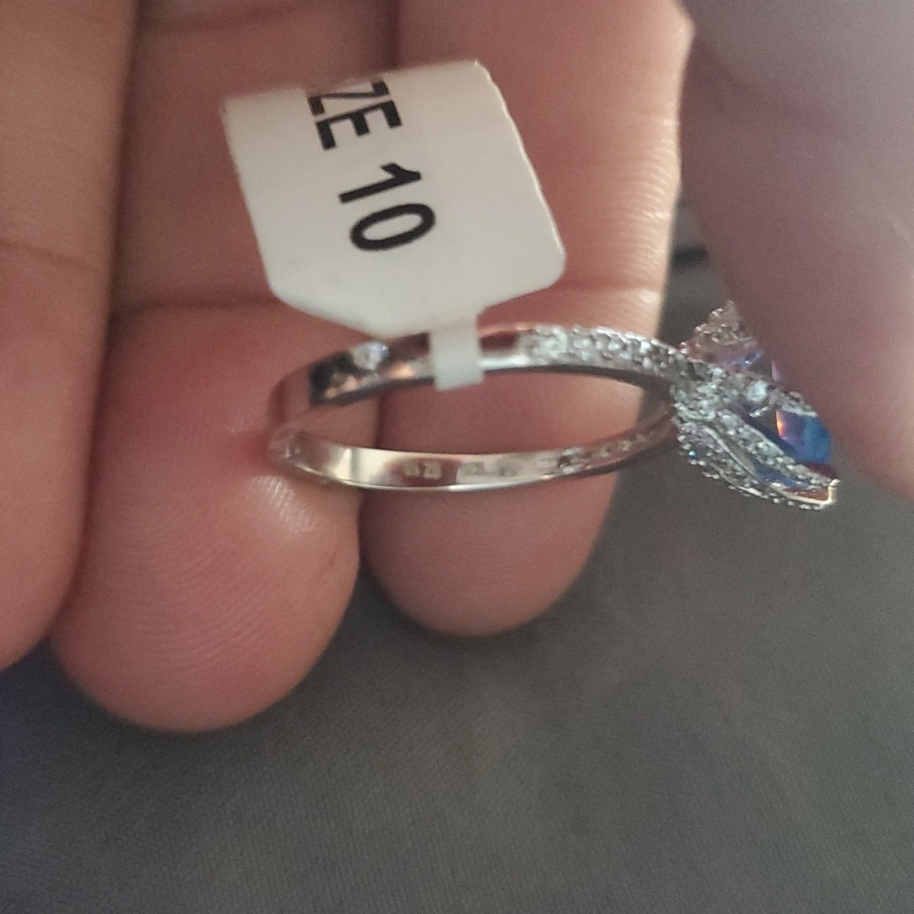STERLING SILVER BLUE OPAL RING - Picture 4 of 5